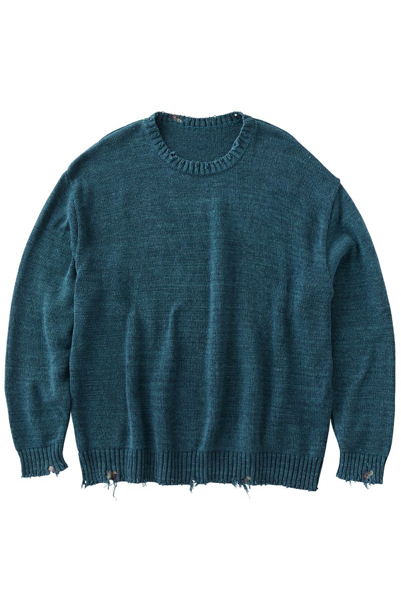 KURO(クロ)RECYCLE COTTON DAMAGE CREW NECK SWEATER リサイクルコットンダメージクルーネックセーター 963432 -9