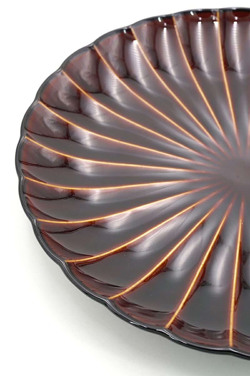 TOJIKITONYA(トウジキトンヤ)ぎやまん 8寸皿：漆 13561 -2