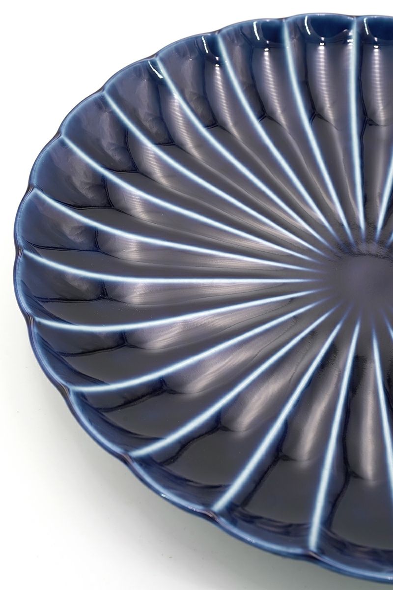 TOJIKITONYA(トウジキトンヤ)ぎやまん 8寸皿：茄子紺 13562 -2