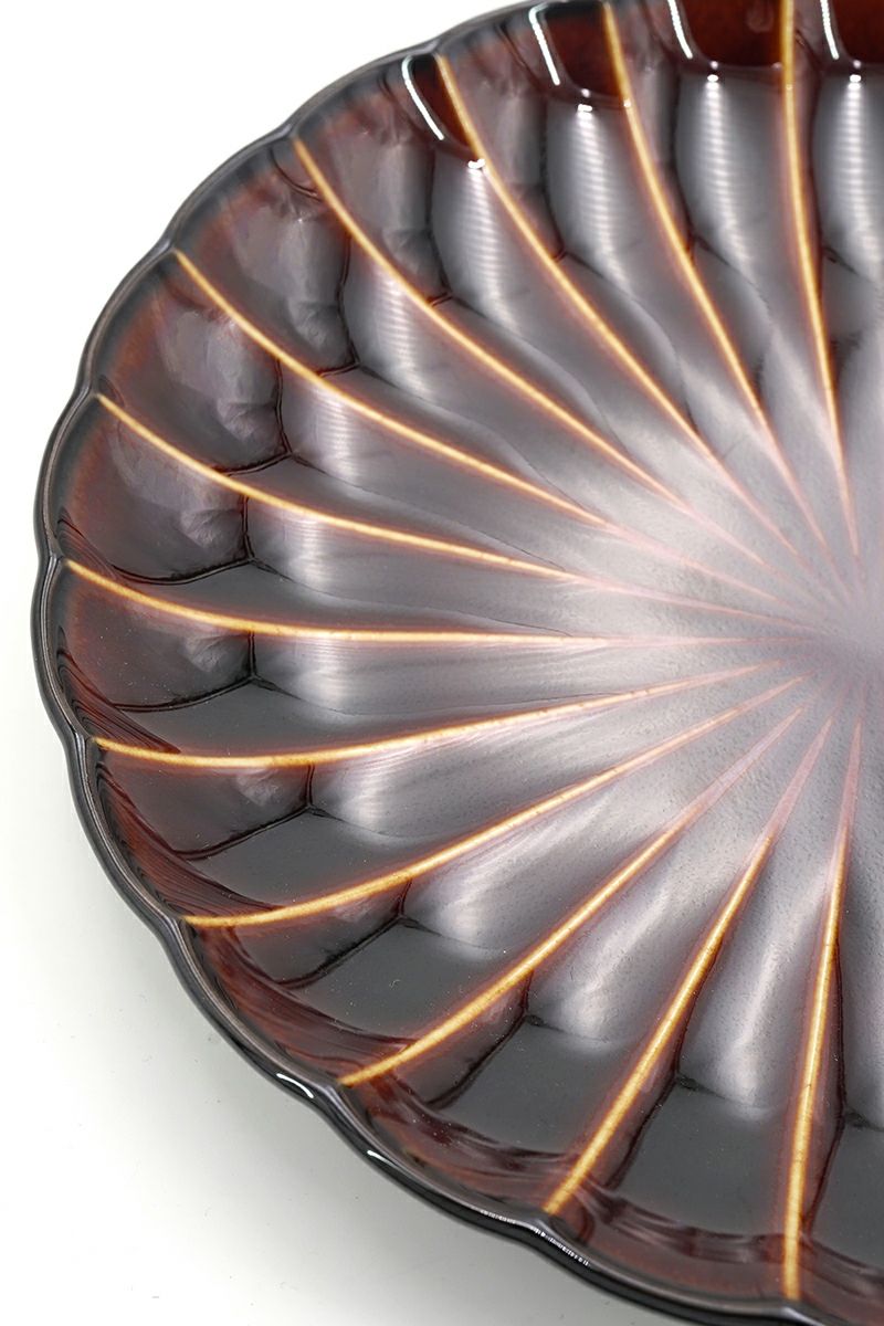 TOJIKITONYA(トウジキトンヤ)ぎやまん 6寸皿:漆  13571 -2