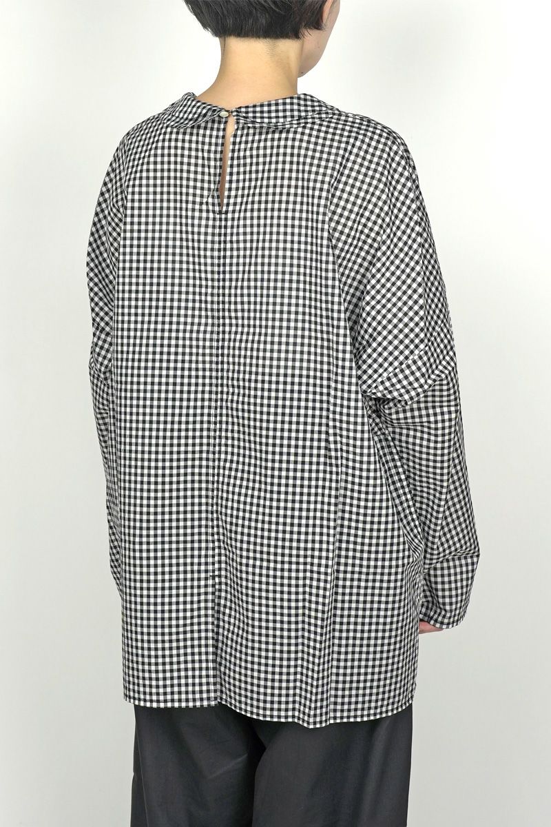 homspun(ホームスパン)ギンガムダブルフラットカラー　プルオーバーブラウス　5704 -2