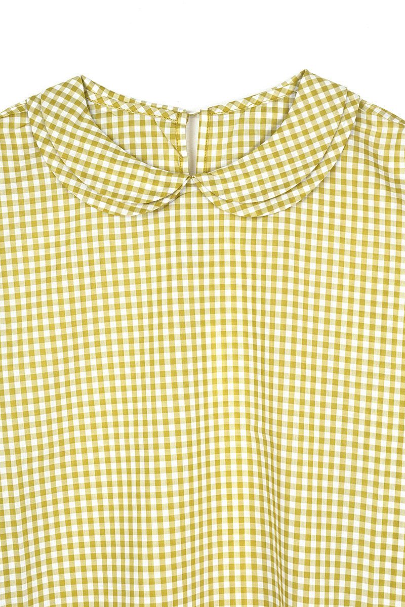 homspun(ホームスパン)ギンガムダブルフラットカラー　プルオーバーブラウス　5704 -3