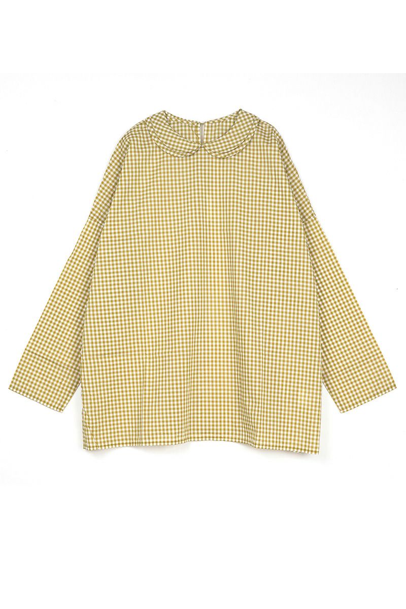 homspun(ホームスパン)ギンガムダブルフラットカラー　プルオーバーブラウス　5704 -6