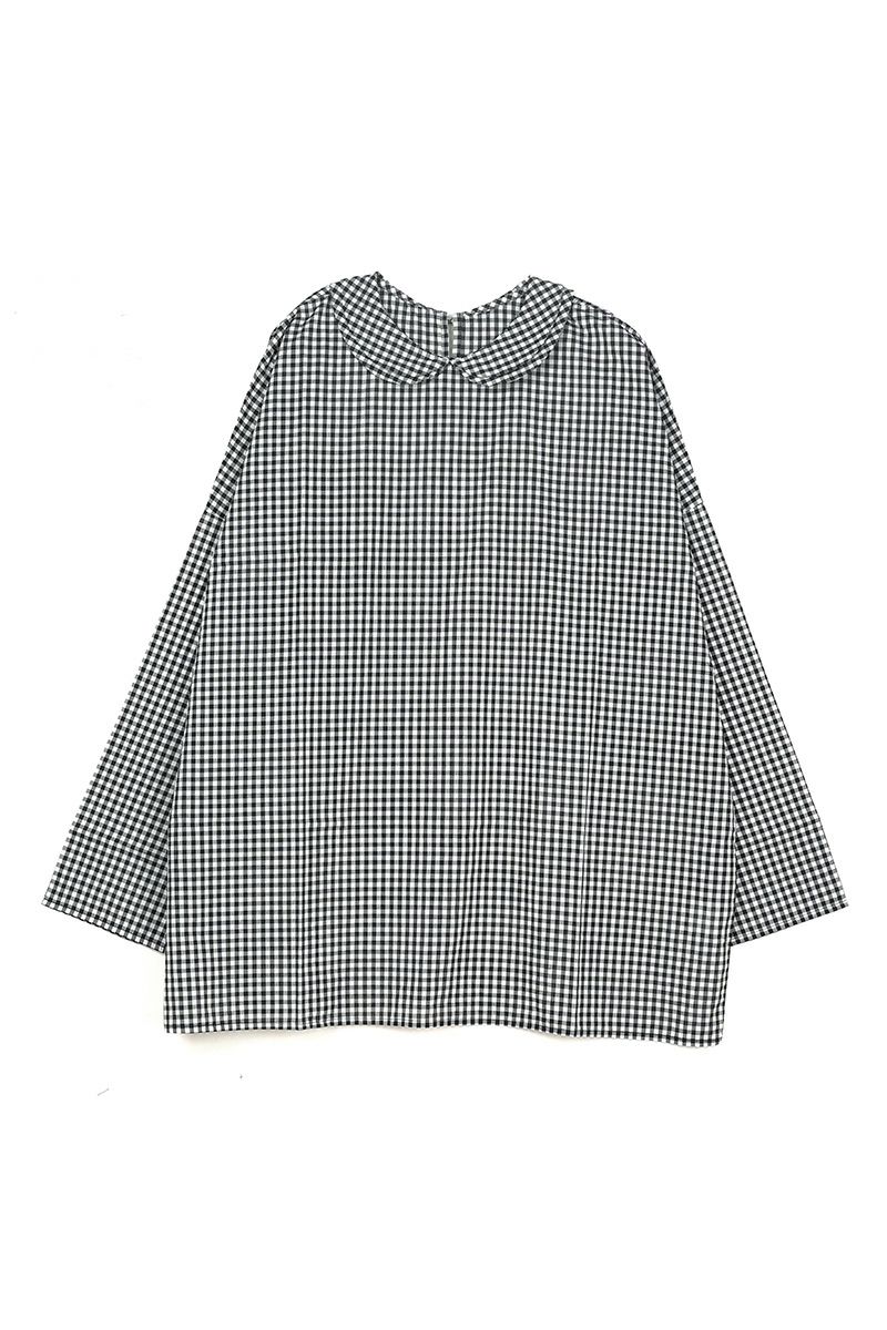 homspun(ホームスパン)ギンガムダブルフラットカラー　プルオーバーブラウス　5704 -8