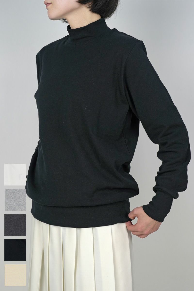homspun(ホームスパン)30/1フライスハイネック長袖プルオーバー　モックネックプルオーバー 6359