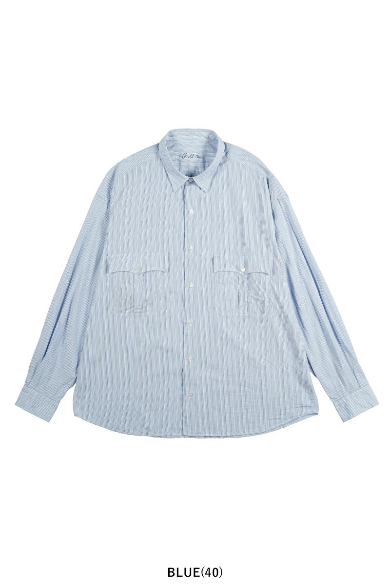 Porter Classic(ポータークラシック)ロールアップストライプシャツ ロゴブラック ROLL UP STRIPE SHIRT (ROLL UP LOGO BLACK) PC-016-2212 -23