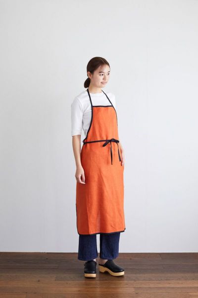 fog linen work フォグリネンワークリネンパイピングエプロン オランジェ LKA117-166