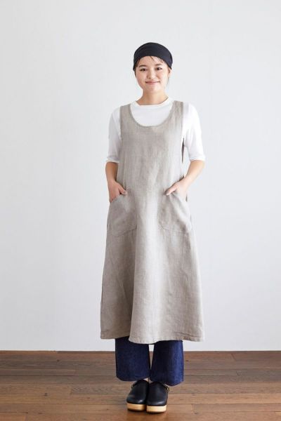 fog linen work フォグリネンワークリネンオーバーエプロンナチュラル　LKA116-N