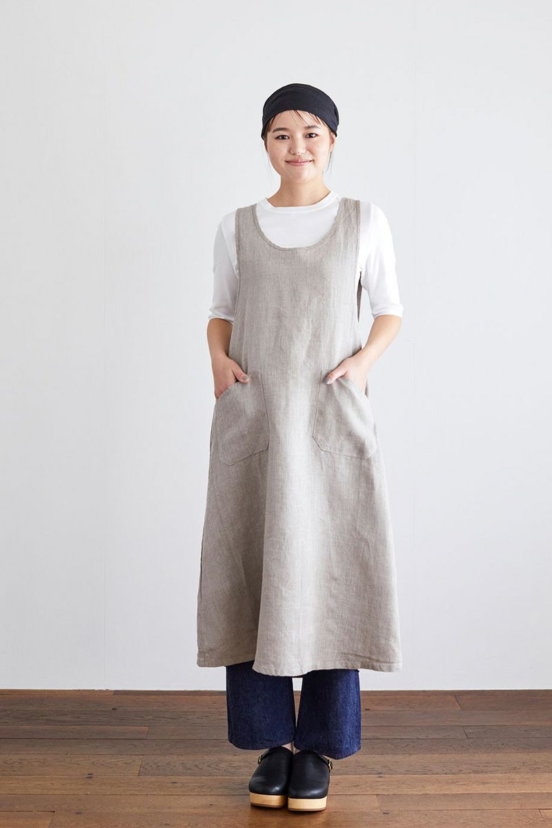 fog linen work フォグリネンワークリネンオーバーエプロンナチュラル　LKA116-N