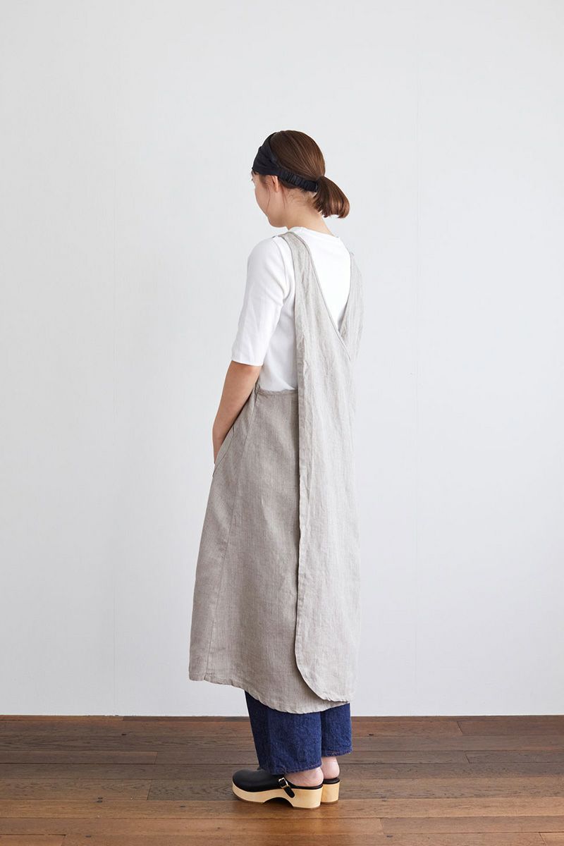 fog linen work フォグリネンワークリネンオーバーエプロンナチュラル　LKA116-N -1