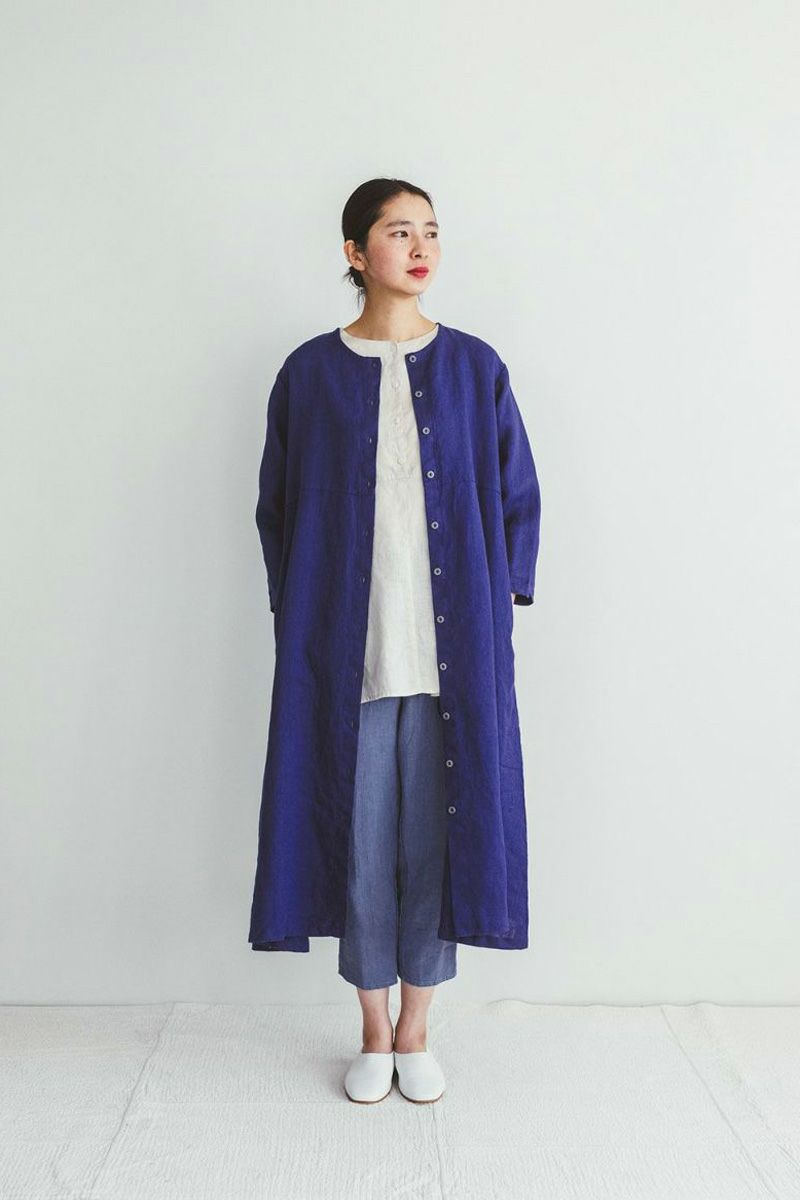 fog linen work フォグリネンワークSUZU DRESS BLEU ADRIATIQUE スズ ワンピース ブルーアドリアティックLWA537-2403 -1
