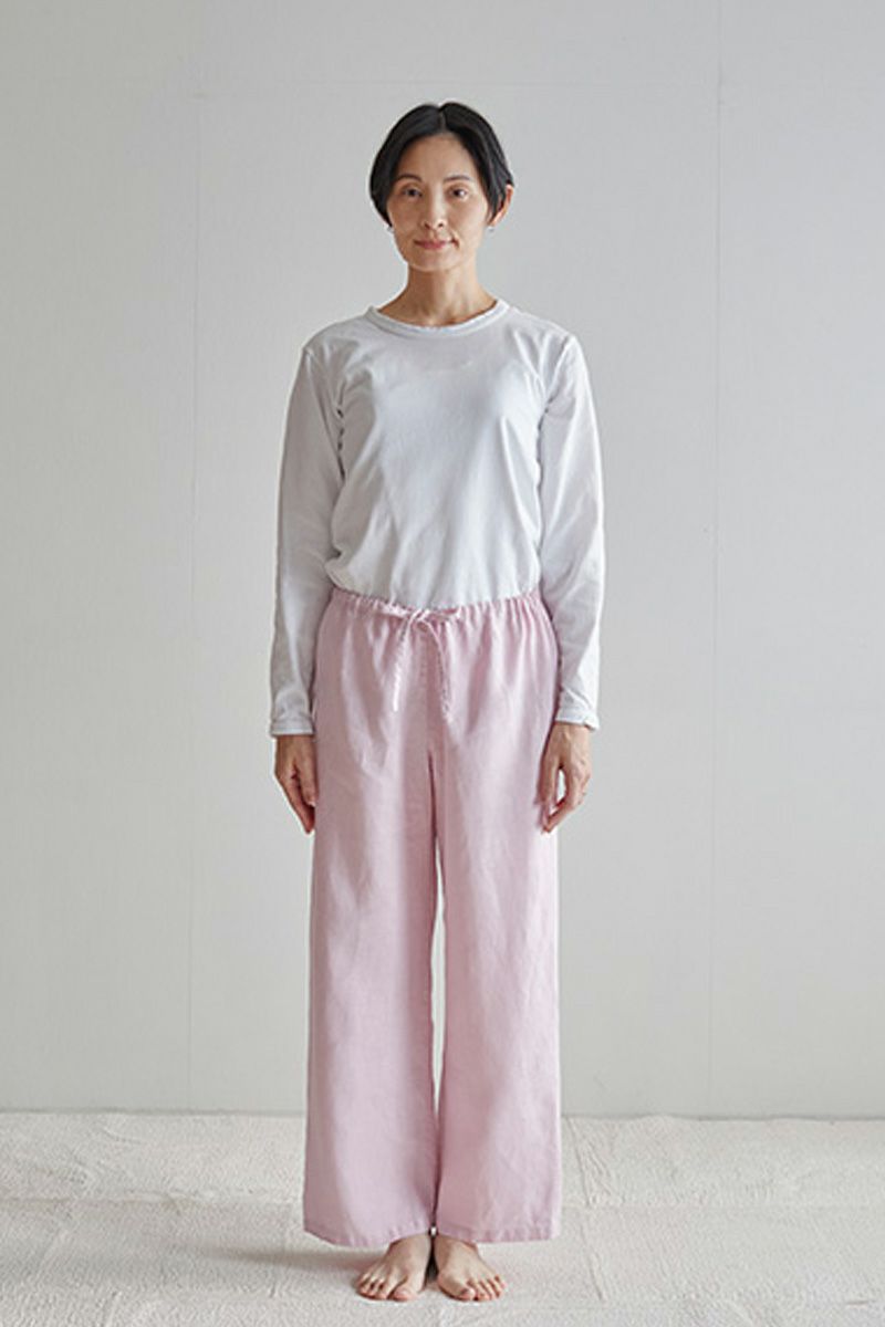fog linen work フォグリネンワークオワーズ リネンパンツ ローズテ OISE DRAWN STRING PANTS ROSE THE LWW119-668 -1