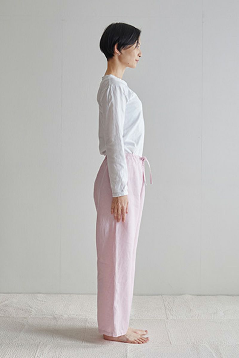 fog linen work フォグリネンワークオワーズ リネンパンツ ローズテ OISE DRAWN STRING PANTS ROSE THE LWW119-668 -2