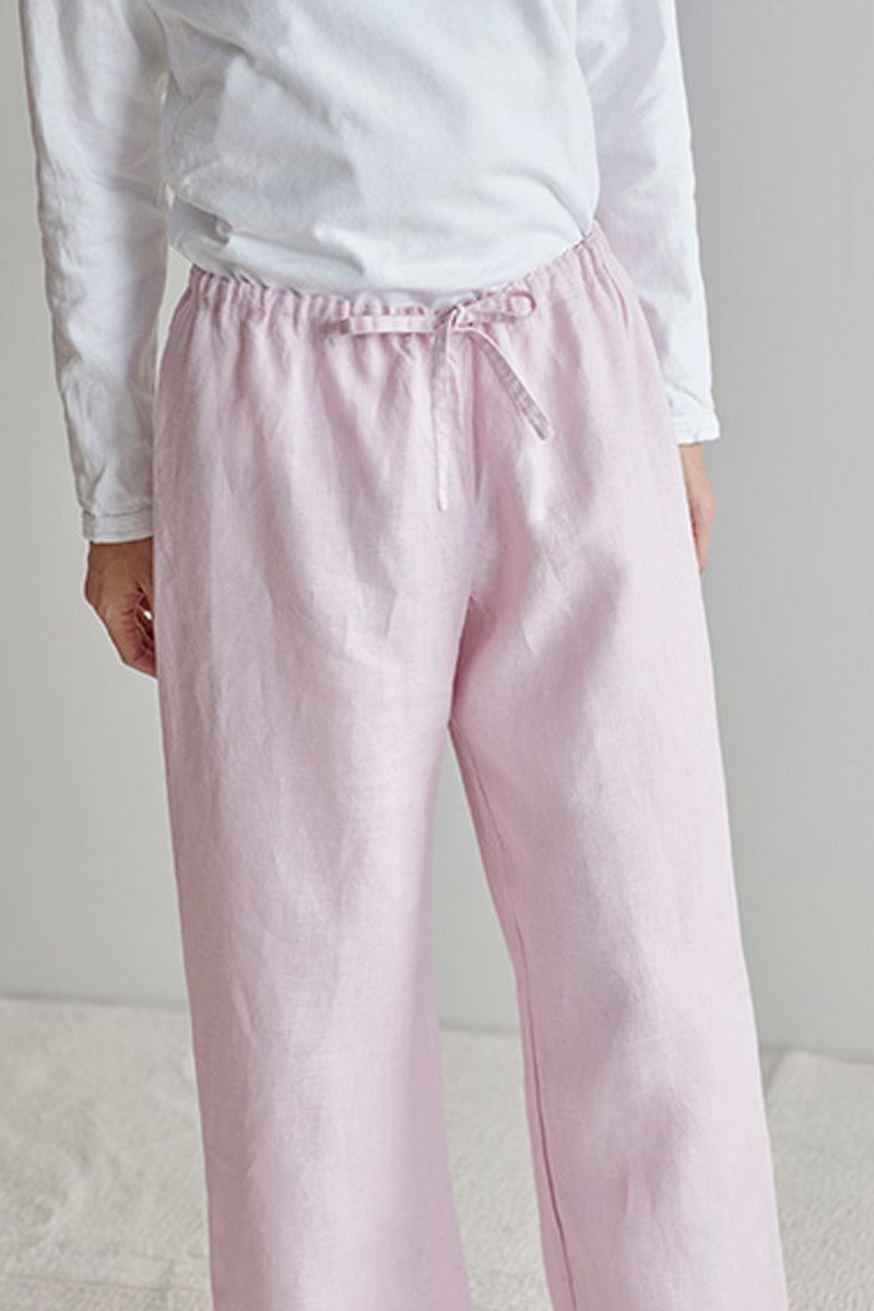 fog linen work フォグリネンワークオワーズ リネンパンツ ローズテ OISE DRAWN STRING PANTS ROSE THE LWW119-668 -5