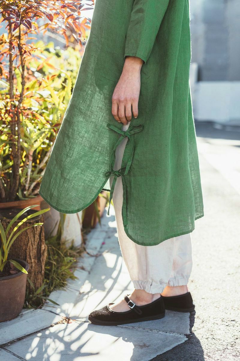fog linen work フォグリネンワークTUI TUNIC VERT ECOSSAIS トゥイ　チュニック　ウ゛ェール　エコッセ LWA522-1337 -4