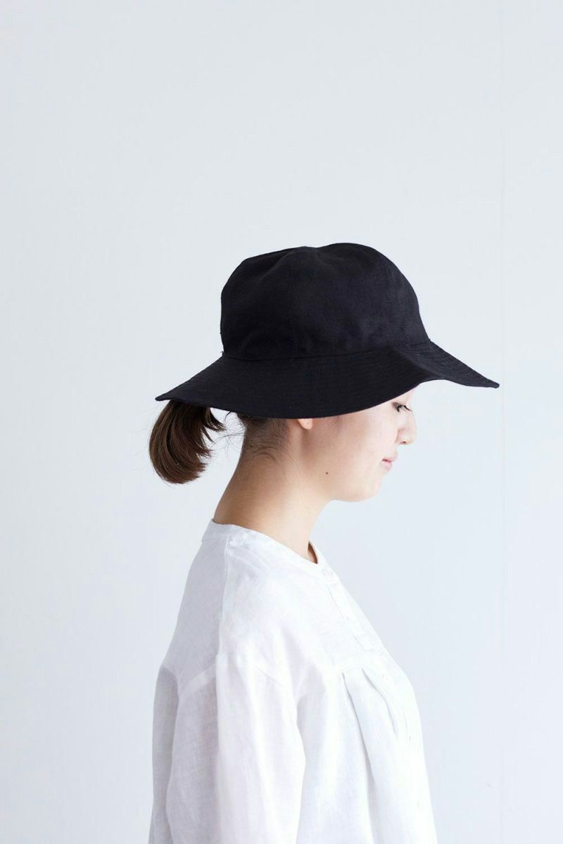 fog linen work フォグリネンワークCREE LINEN HAT BLACK クリ－リネンハット ブラック  LWE144-17 -1