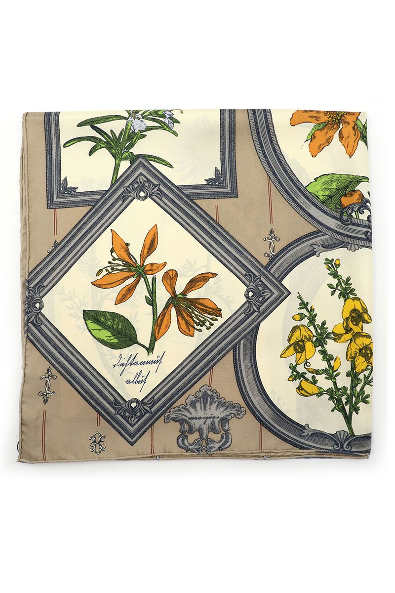 manipuri(マニプリ)＜シルクスカーフ65＞ フレームフラワー 0131330004 -1