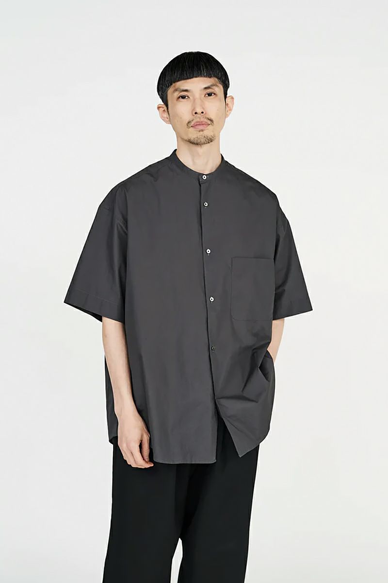 Graphpaper(グラフペーパー)Broad S/S Oversized Band Collar Shirt ブロード半袖バカラーシャツ GM231-50083B -1