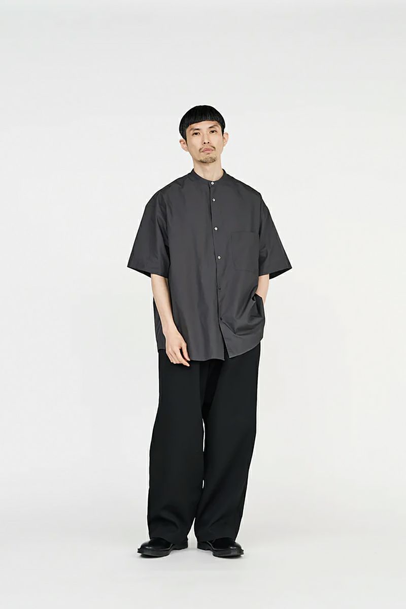 Graphpaper(グラフペーパー)Broad S/S Oversized Band Collar Shirt ブロード半袖バカラーシャツ GM231-50083B -4