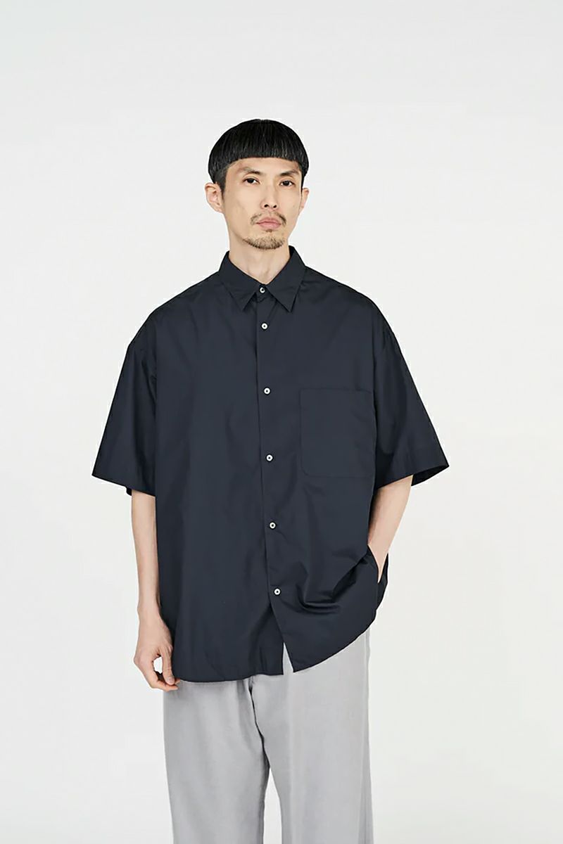 Graphpaper(グラフペーパー)Broad S/S Oversized Band Collar Shirt ブロード半袖バカラーシャツ GM231-50083B -10