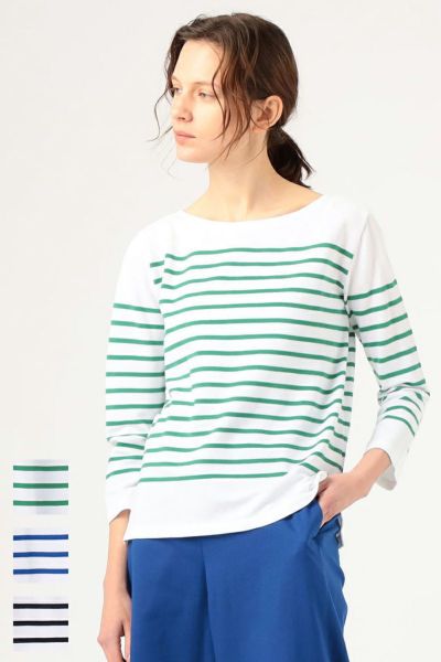 MACPHEE(マカフィー)コットンボーダー ボートネックプルオーバー 12-03-21-03705