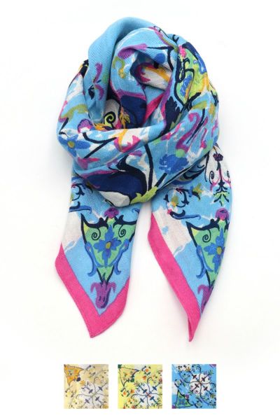 manipuri(マニプリ)＜リネンミックスストール120＞コラージュオーナメントフラワー 0131333022