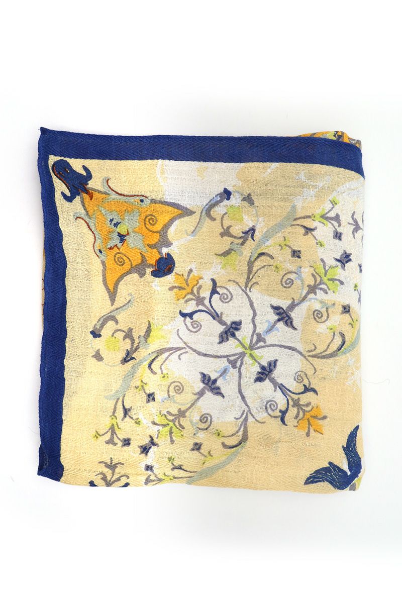 manipuri(マニプリ)＜リネンミックスストール120＞コラージュオーナメントフラワー 0131333022 -1