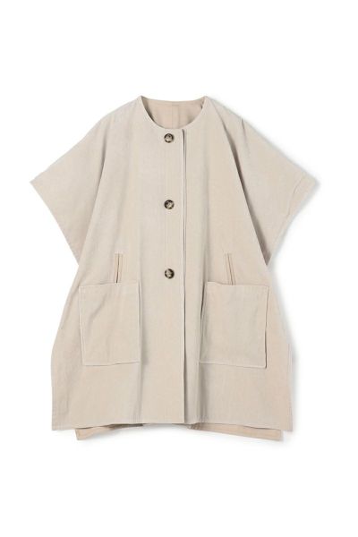 MACPHEE(マカフィー)ストレッチコーデュロイ ノーカラーマント 12-08-34-08138
