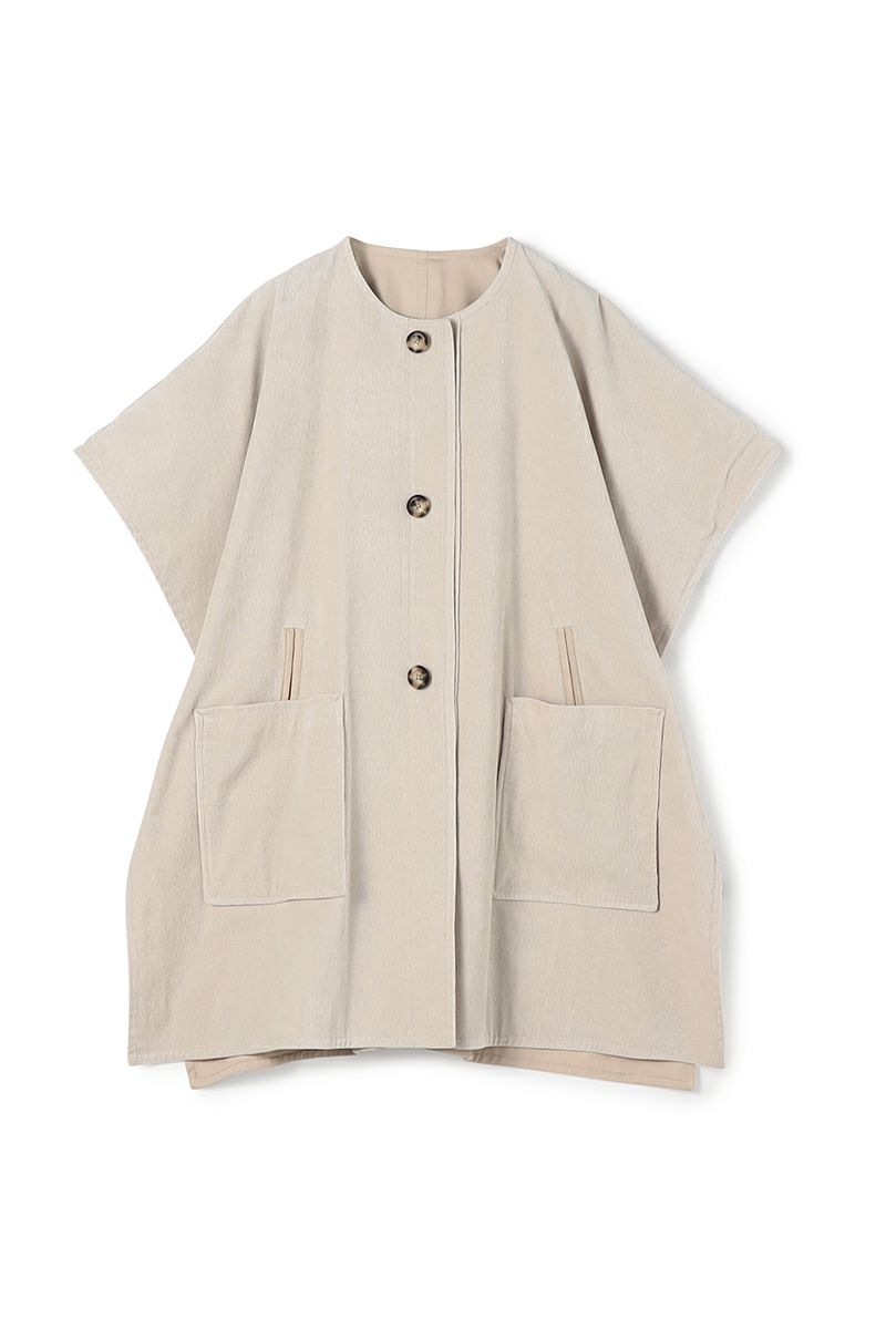 MACPHEE(マカフィー)ストレッチコーデュロイ ノーカラーマント 12-08-34-08138