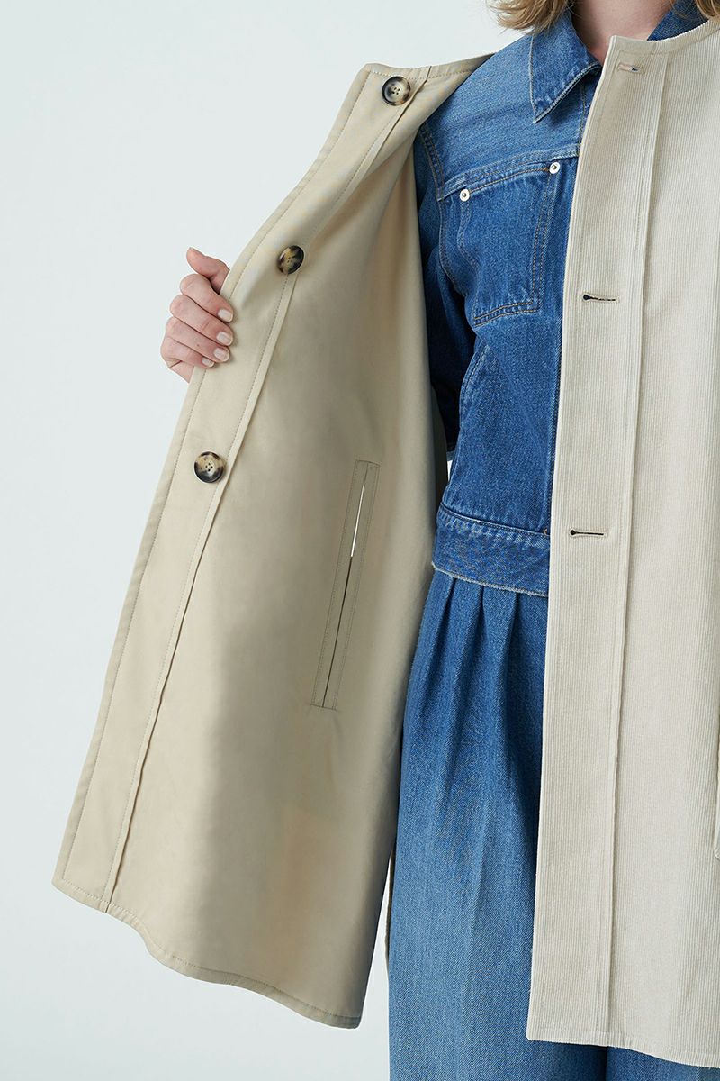 MACPHEE(マカフィー)ストレッチコーデュロイ ノーカラーマント 12-08-34-08138 -8