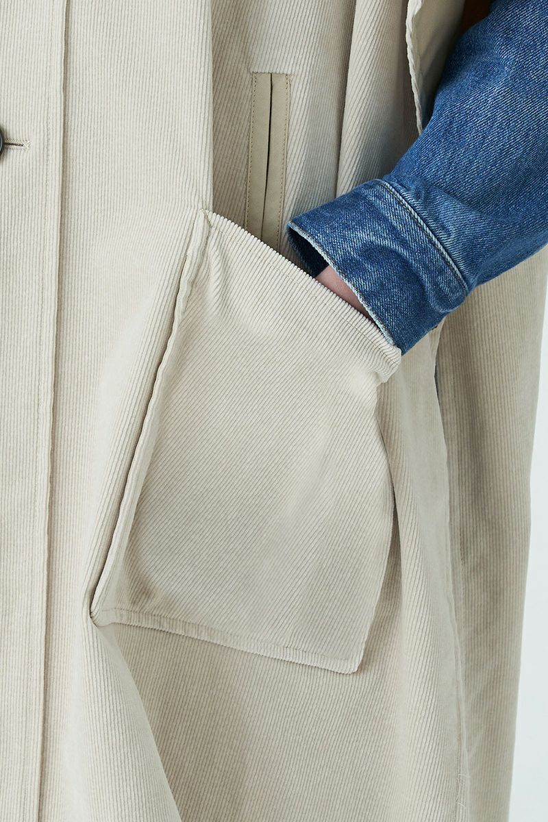 MACPHEE(マカフィー)ストレッチコーデュロイ ノーカラーマント 12-08-34-08138 -11