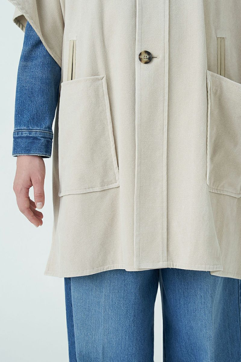 MACPHEE(マカフィー)ストレッチコーデュロイ ノーカラーマント 12-08-34-08138 -12