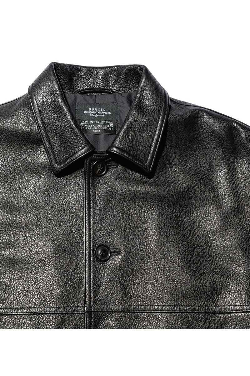 【美品】UNUSED(アンユーズド) カウレザー ノーカラーレザージャケット unisex] EXCLUSIVE BALUCA別注/UNUSED(アンユーズド)No Collar