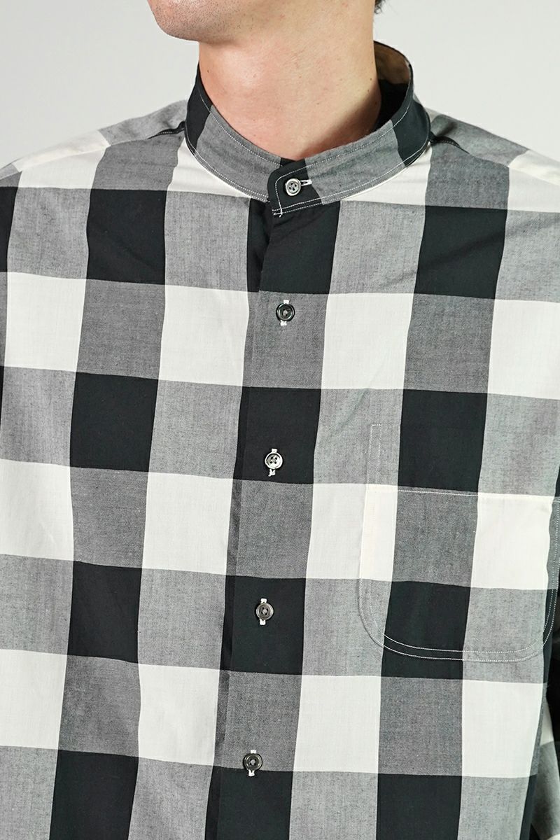 Porter Classic(ポータークラシック)ブロックチェックスタンドカラーシャツ BLOCK CHECK STAND COLLAR SHIRT PC-016-2474 -1