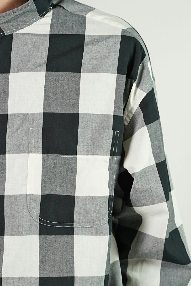 Porter Classic(ポータークラシック)ブロックチェックスタンドカラーシャツ BLOCK CHECK STAND COLLAR SHIRT PC-016-2474 -2