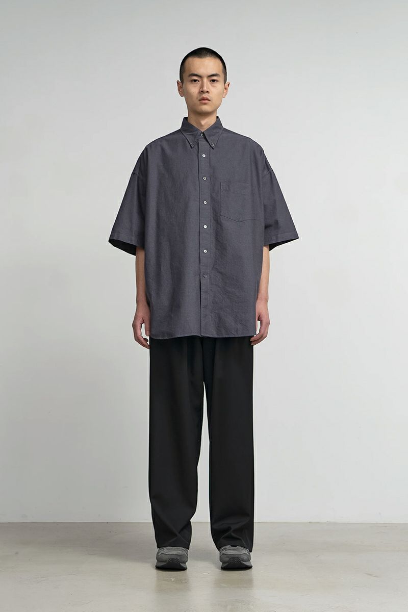 Graphpaper(グラフペーパー)Oxford S/S Oversized B.D Shirt オックスフォード半袖オーバーサイズボタンダウンシャツ GM241-50023B -1