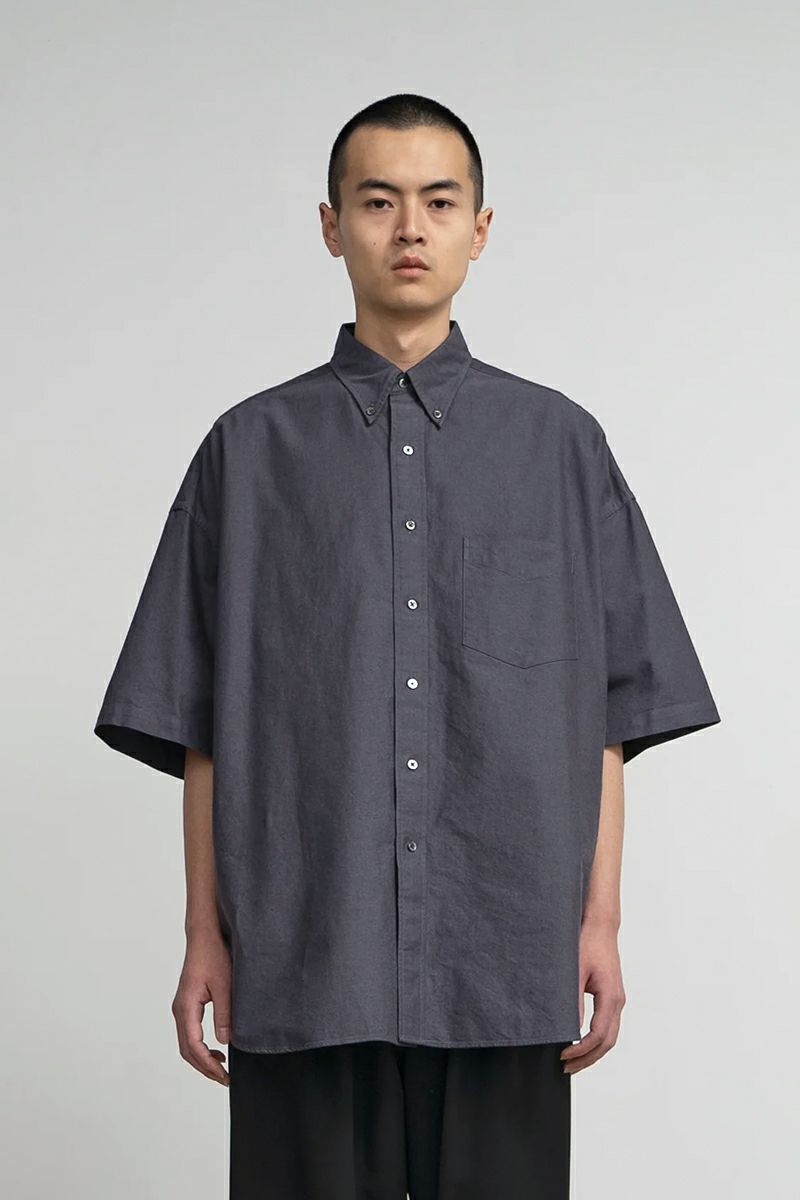 Graphpaper(グラフペーパー)Oxford S/S Oversized B.D Shirt オックスフォード半袖オーバーサイズボタンダウンシャツ GM241-50023B -4