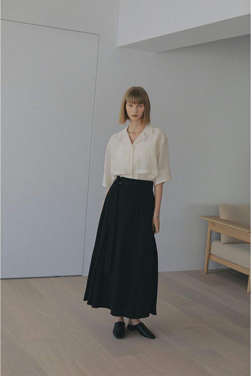 MANOF(マノフ)BELTED TUCK FLARE SKIRT ベルテッドタックフレアスカート 86109-6042 -1