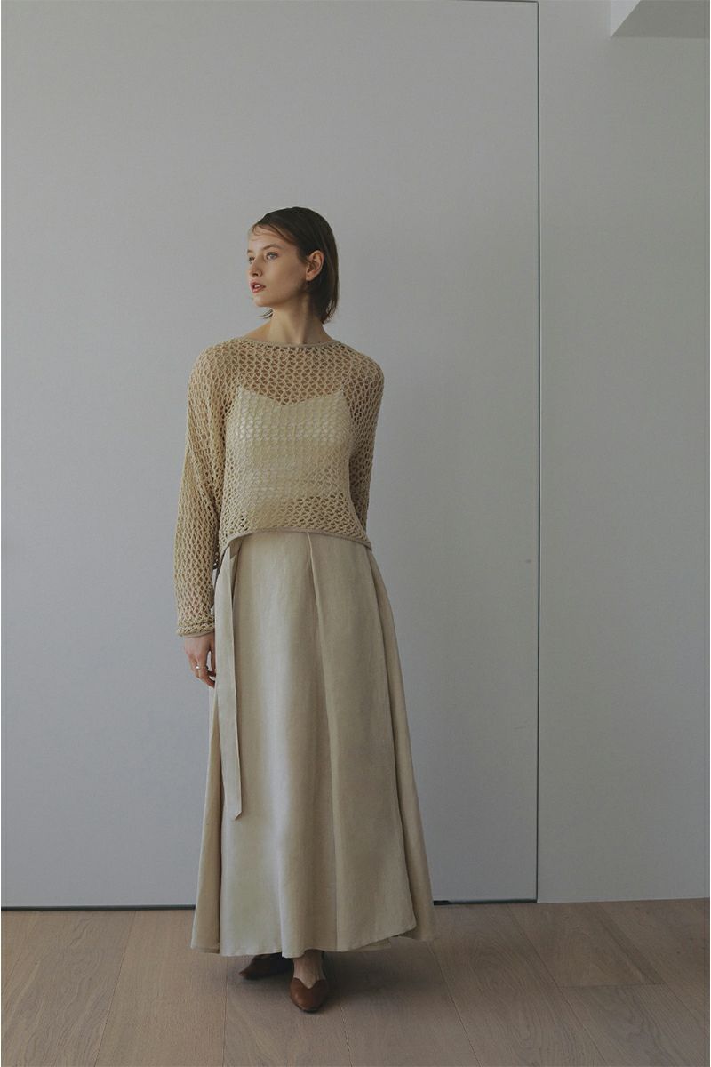 MANOF(マノフ)BELTED TUCK FLARE SKIRT ベルテッドタックフレアスカート 86109-6042 -6