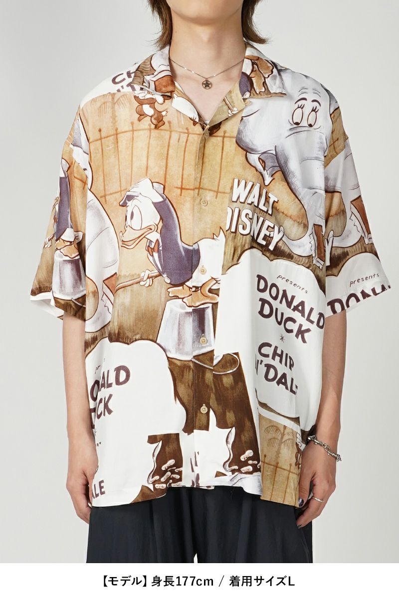 Porter Classic(ポータークラシック)DISNEY V/P PC ALOHA COLLECTION ALOHA SHIRT / DONALD DUCK CHIPN' DALE ディズニービンテージポスターPCアロハコレクションアロハシャツ ドナルドダック・チップ&デール PC-024-2706 -6
