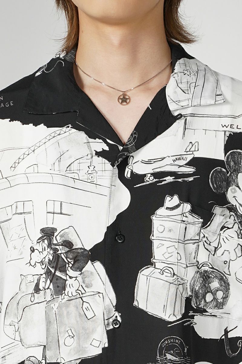 Porter Classic(ポータークラシック)DISNEY M&F PC ORIGINAL ART ALOHA COLLECTION ALOHA SHIRT TRAVEL MEMORIES ディズニーミッキー&フレンズPCオリジナルアートアロハコレクションアロハシャツ トラベルメモリーズ PC-024-2708 -1