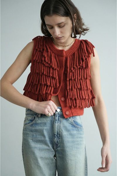 CLANE(クラネ)W FACE FRINGE KNIT VEST ダブルフェイスフリンジニットベスト 17106-2082