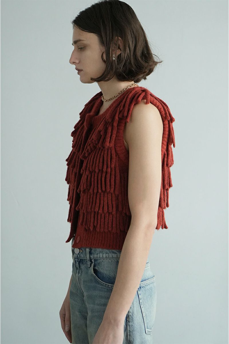 CLANE(クラネ)W FACE FRINGE KNIT VEST ダブルフェイスフリンジニットベスト 17106-2082 -1