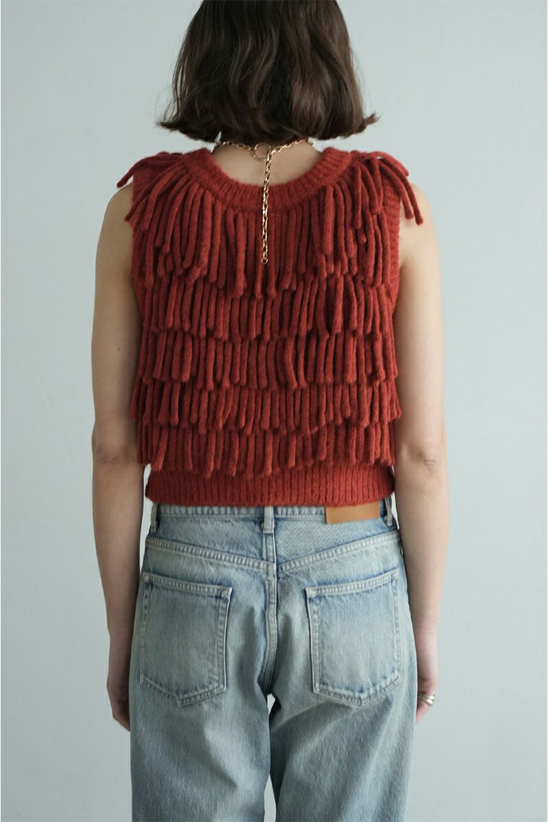 CLANE(クラネ)W FACE FRINGE KNIT VEST ダブルフェイスフリンジニットベスト 17106-2082 -2