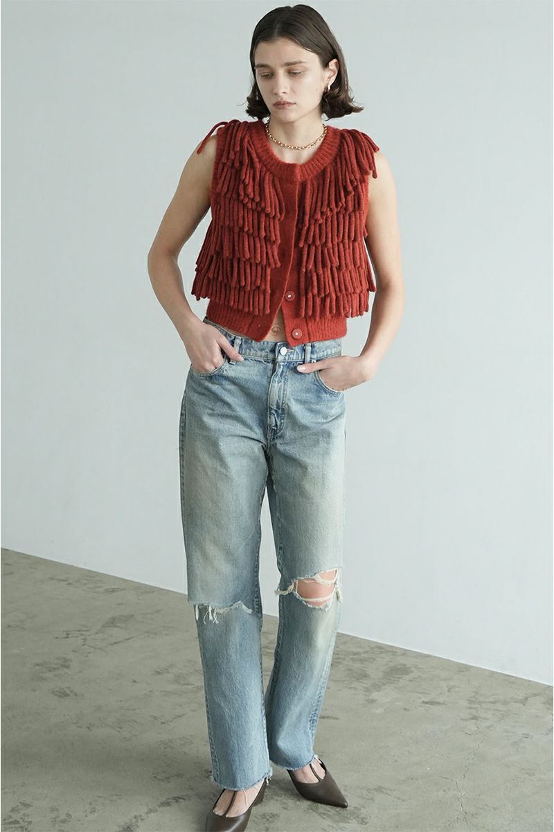 CLANE(クラネ)W FACE FRINGE KNIT VEST ダブルフェイスフリンジニットベスト 17106-2082 -3