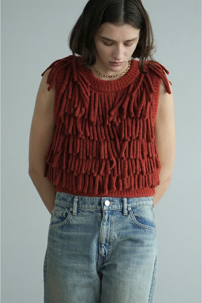 CLANE(クラネ)W FACE FRINGE KNIT VEST ダブルフェイスフリンジニットベスト 17106-2082 -6