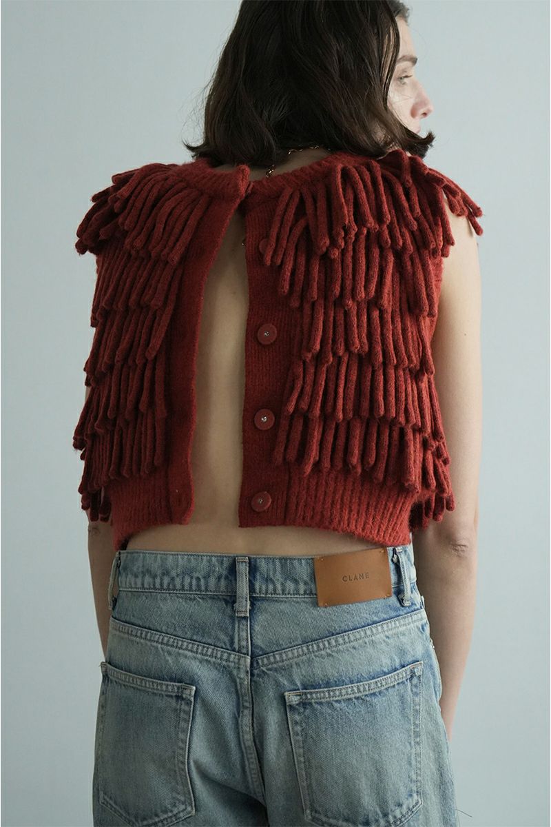 CLANE(クラネ)W FACE FRINGE KNIT VEST ダブルフェイスフリンジニットベスト 17106-2082 -7