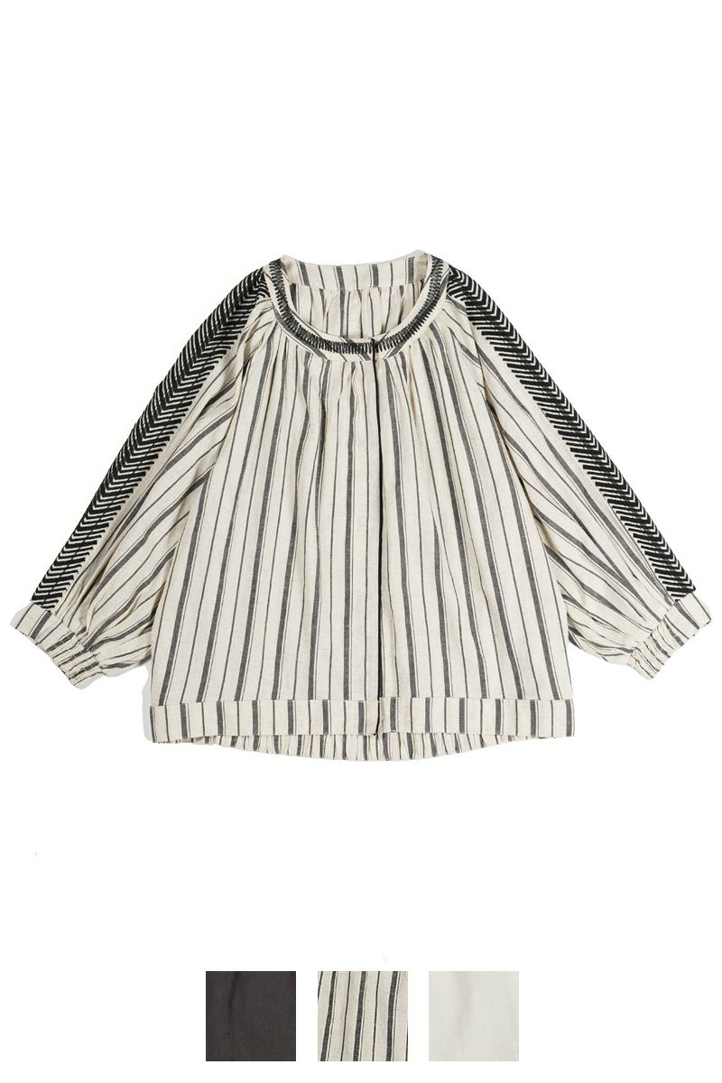 PORTE (ポルト)【広告掲載商品】<br>綿麻刺繍スリーブブラウス 88503