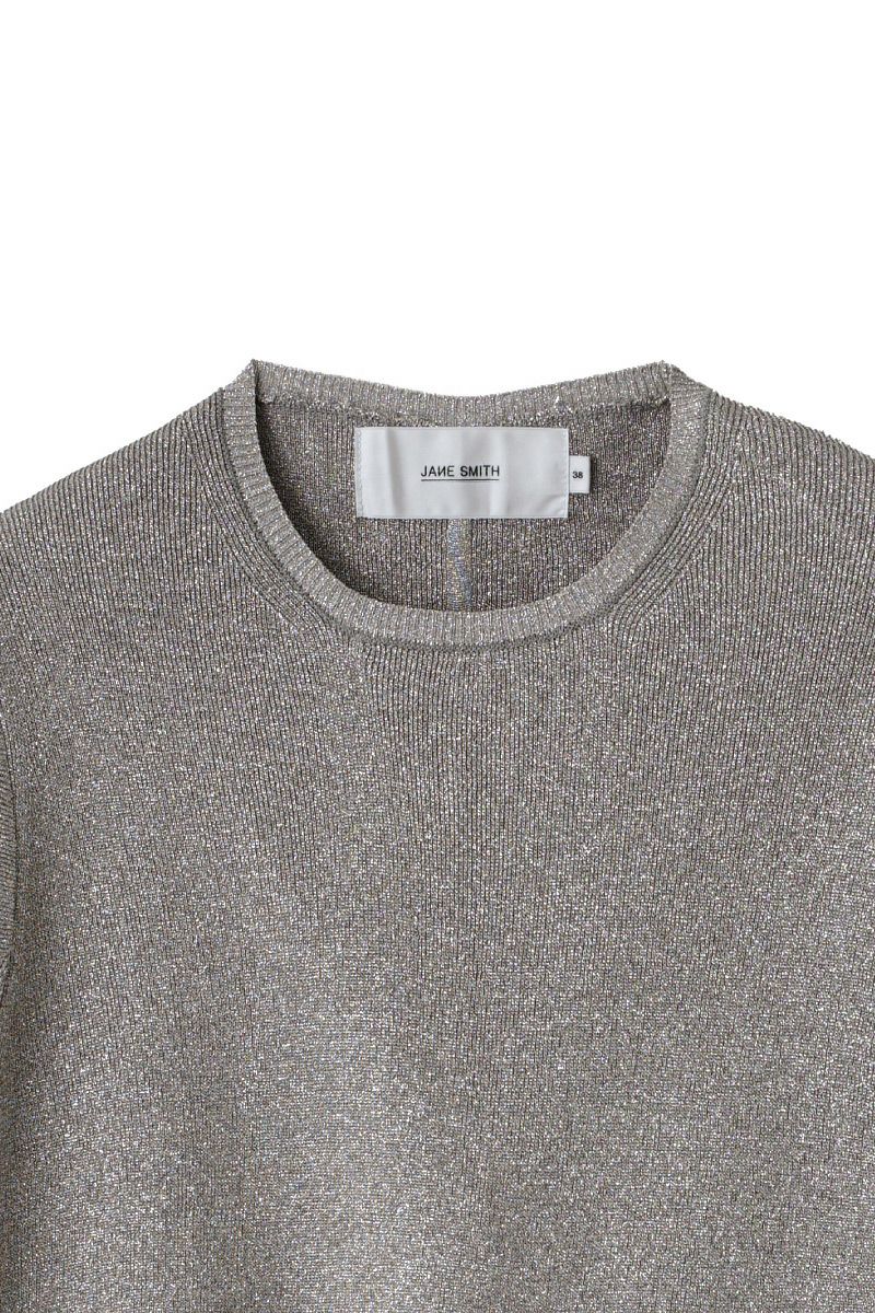 JANE SMITH(ジェーンスミス)16G LAME KNIT RIB PULLOVER ラムニットリブプルオーバー 24SKN-314L -1