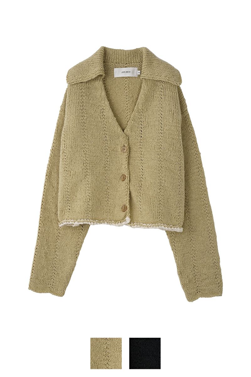 JANE SMITH(ジェーンスミス)3G SPREAD COLLAR CROPPED CARDIGAN スプレッドカラー クロップド カーディガン 23WKN-#127L